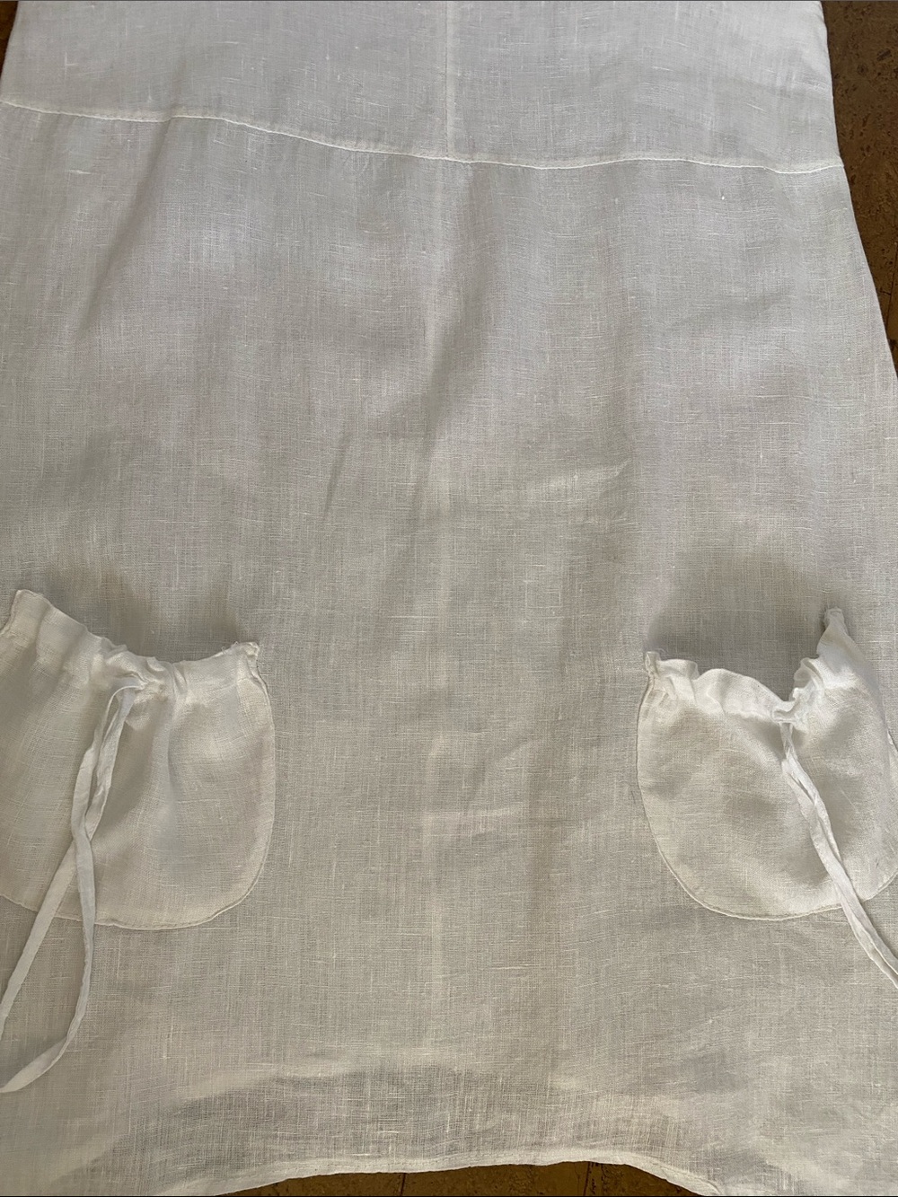 White Linen Sleeveless Tie-Pocket Hankerchief Dress by Froccella - Picture 9 of 10